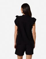 Bluse - einfarbig - Schwarz